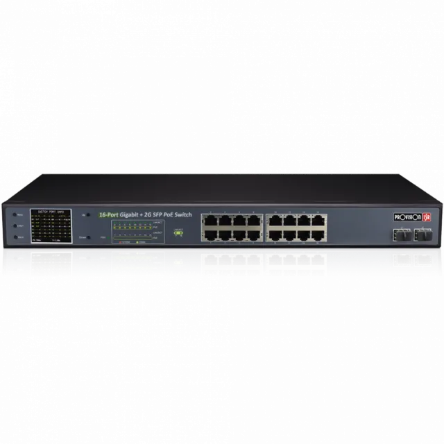 16-portnii Gigabit PoE switch 370W POES-16250GCL+2SFP
