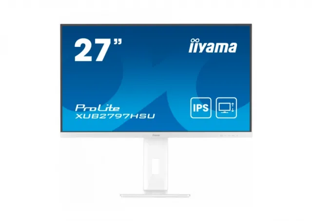 27" WHITE IPS-panel, 1920x1080@100Hz, 300cd/m2, 15cm Height Adj. Stand, Speakers, HDMI, DisplayPort, 1ms (MPRT), USB 2x2.0, dual monitor setup with XUB2797HSN-W2