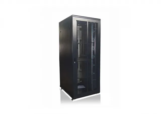 42U/19" rek orman stojeći Netiks A38842 (ŠxDxV) 800x800x2000mm metalna perforirana prednja i zadnja vrata sa bravom, sertifikovan za 1000kg, prstenovi za vertikal vođenje kabla, točkići, nožice, prednje i zadnje šine 19"