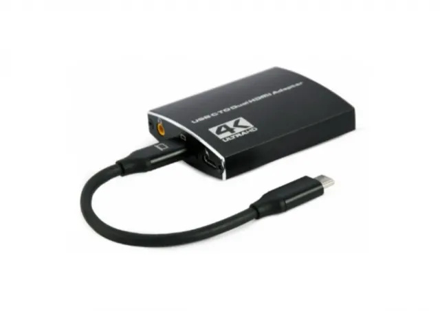 A-CM-HDMIF2-01 Gembird USB-C to dual HDMI adapter, 4K 60Hz, black
