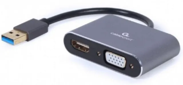 A-USB3-HDMIVGA-01 Gembird USB to HDMI + VGA display adapter, space grey 42547