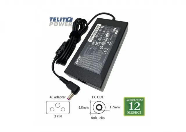 ACER 19V-7.1A ( 5.5 * 1.7  fork-clip ) PA-1131-05 LAPTOP ADAPTER