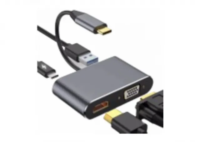 Adapter Stars Solutions USB-C na HDMI/VGA/USB/PD sivi