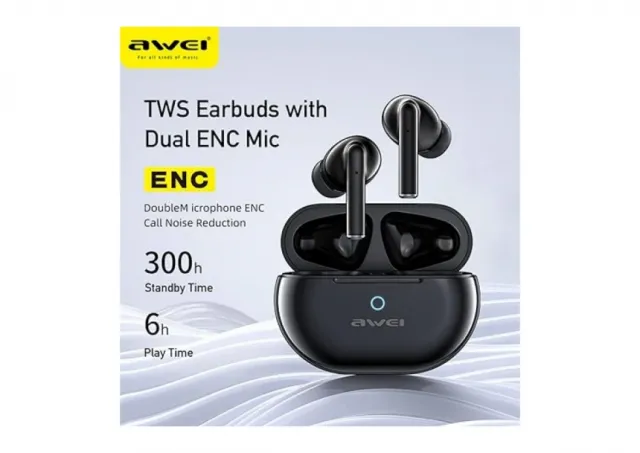 Awei Bluetooth Slušalice Bubice T62, crne