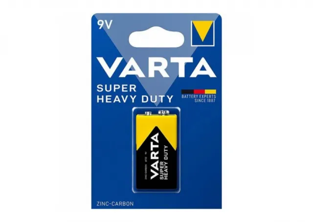 Baterija 9V VARTA Superlife SUPER HEAVY DUTY 6F22, Cink-karbon baterije, Pakovanje 1kom