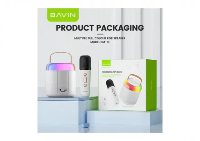 Bavin mini karaoke zvučnik sa  mikrofonom bela - BM-19 bela