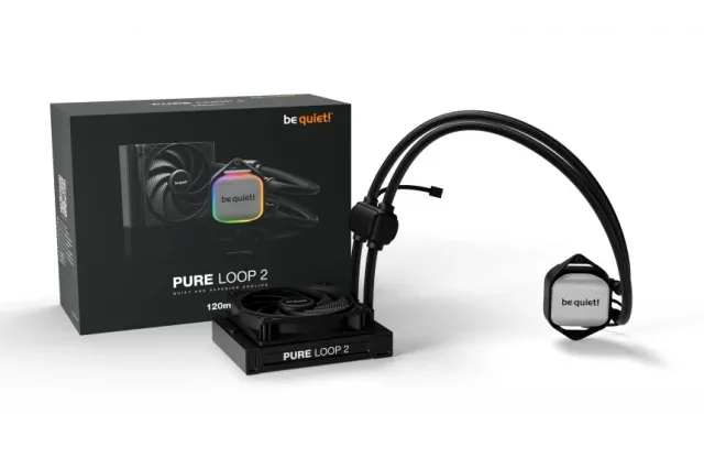 be quiet! PURE LOOP 2, 120mm [with Mounting Kit for Intel and AMD], Doubly decoupled PWM pump, Pure Wings 3 PWM fan 120mm, Unmistakable design with ARGB LED and aluminum-style