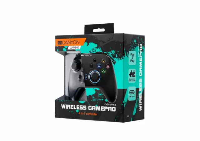 Bežični kontroler CANYON GP-W3 - 600 mAh, 1 m Type-C, Switch, Android,PC, dongle, crna