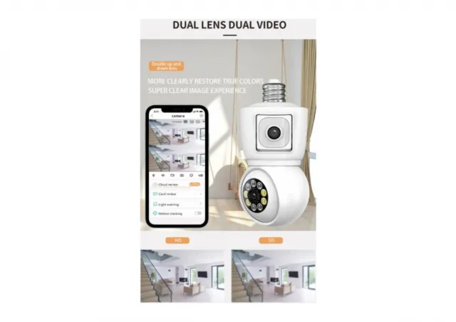 CAM-IP6MP-Q3 GMB kamera 6 mpix microSD iCSee xmeye pro app Two-way voice 2x3,6mm SIJALICNO GRLO E27
