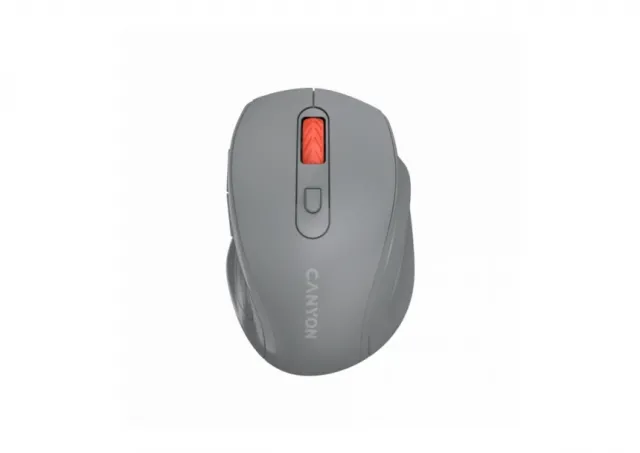 Canyon 6 buttons wireless 2.4Ghz mouse, MX8650A Sensor, DPI up to 1600,Injection case, 3 M life times left and right switches, 2xAAA battery, ABS material. Size: 105x71x40mm, Weight: 59g, Dark grey