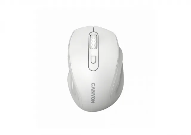 Canyon 6 buttons wireless 2.4Ghz mouse, MX8650A Sensor, DPI up to 1600,Injection case, 3 M life times left and right switches, 2xAAA battery, ABS material, Size: 105x71x40mm, Weight: 59g, white