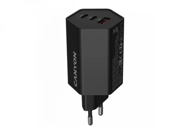CANYON charger HEXAGON 65 GaN 65W 2xPD 1xQC EU Black