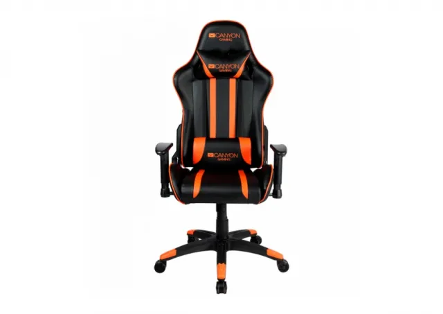 CANYON Fobos GС-3, Gaming chair, PU leather, Cold molded foam, Metal Frame, Top gun mechanism, 90-165 dgree, 2D armrest, Class 4 gas lift, Nylon 5 Stars Base, 60mm PU caster, black+Orange.