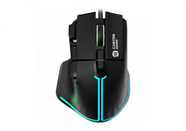 CANYON Fortnax GM-636, 9keys Gaming wired mouse,Sunplus 6662, DPI up to 20000, Huano 5million switch, RGB lighting effects, 1.65M braided cable, ABS material. size: 113*83*45mm, weight: 102g, Black