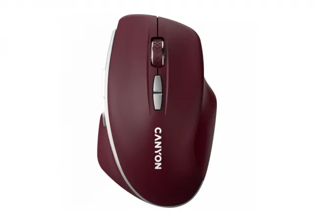 CANYON MW-21, 2.4 GHz Wireless mouse ,with 7 buttons, DPI 800/1200/1600, Battery: AAA*2pcs,Burgundy Red,72*117*41mm, 0.075kg