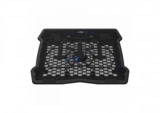 CANYON NS02, Cooling stand single fan with 2x2.0 USB hub, support up to 10”-15.6” laptop, ABS plastic and iron, Fans dimension:125*125*15mm(1pc), DC 5V, fan speed: 800-1000RPM, size:340*265*30mm, 406g