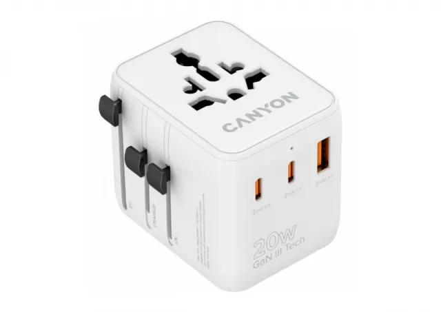 CANYON Travel Adapter OnTour 20 EU/UK/US/AUS 20W  White