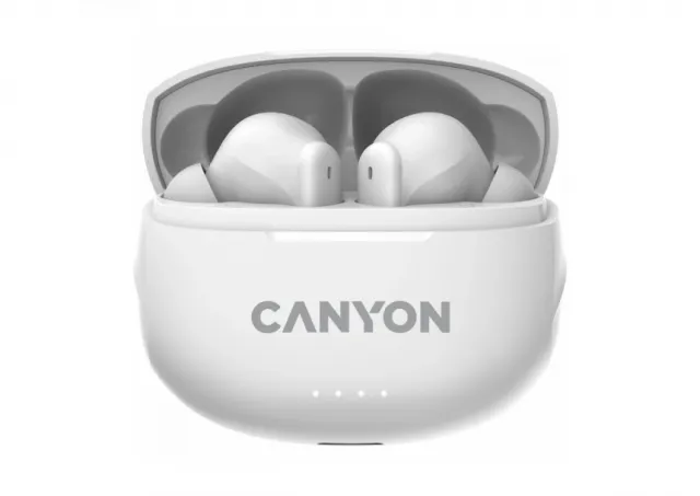 CANYON TWS-8, Bluetooth headset, with microphone, with ENC, BT V5.3 BT V5.3 JL 6976D4, Frequence Response:20Hz-20kHz, battery EarBud 40mAh*2+Charging Case 470mAh, type-C cable length 0.24m, Size: 59*48.8*25.5mm, 0.041kg, white