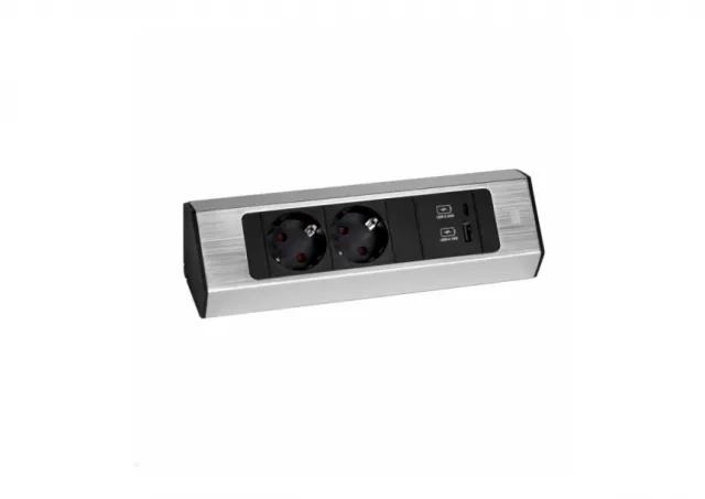 CASIA 2 Kuhinj.ugao.uticn.ALU,2xšuk,1xUSB A/C charger,srebrn 932.002