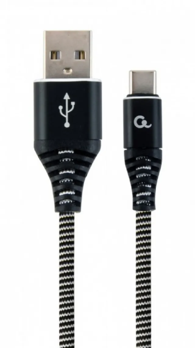 CC-USB2B-AMCM-1M-BW Gembird Premium cotton braided Type-C USB charging - data cable,1 m,black/white 38331