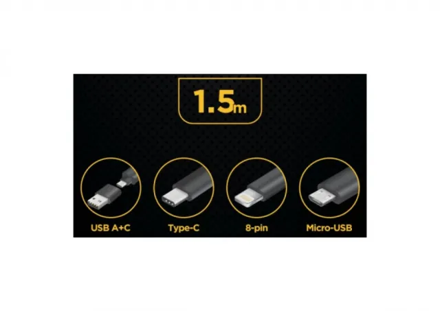 CC-USB2S-ACM31-1.5M Gembird Premium silicon 4-in-1 USB charging cable, 1.5 m