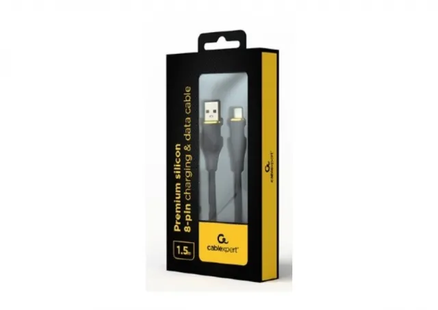 CC-USB2S-AM8PM-1.5M-BK Gembird Premium silicon 8-pin cable charging and data cable, 1.5 m, black