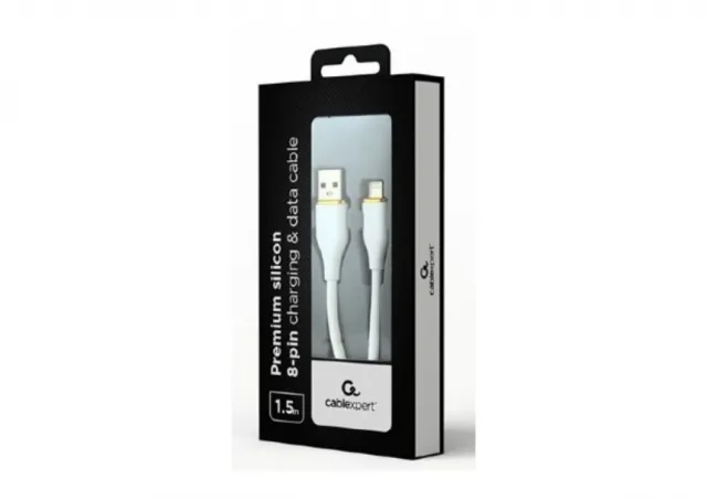 CC-USB2S-AM8PM-1.5M-W Gembird Premium silicon 8-pin cable charging and data cable, 1.5 m, white