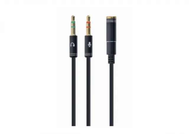CCA-418M Gembird 3.5mm Headphone Mic Audio Y Splitter Cable Female to 2x3.5mm Male adapter, Metal