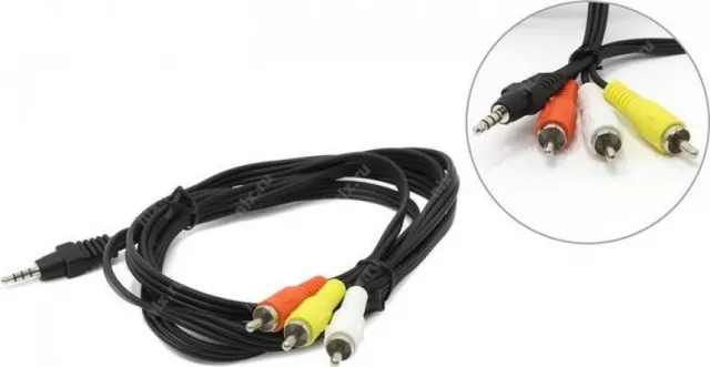 CCA-4P2R-2M Gembird Jack AV 3.5mm 4-pin, cable Jack AV 3.5mm male - 3x RCA male 2m black 19658