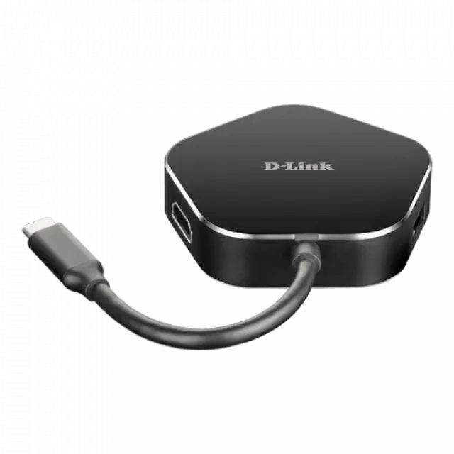 D-Link DUB-M420 4‑in‑1 stoni "zvezda" multi-port uređaj i punjač, USB‑C na 2-portni super-brzi USB 3.0 hub, 1 x HDMI 4K Ultra-HD port sa HDCP 2.2, 1 x USB-C port za datasync i 60W punjač