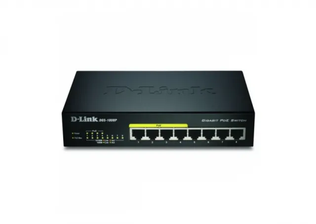 D-Link switch 8P D-Link DGS-1008P/E Metall PoE+