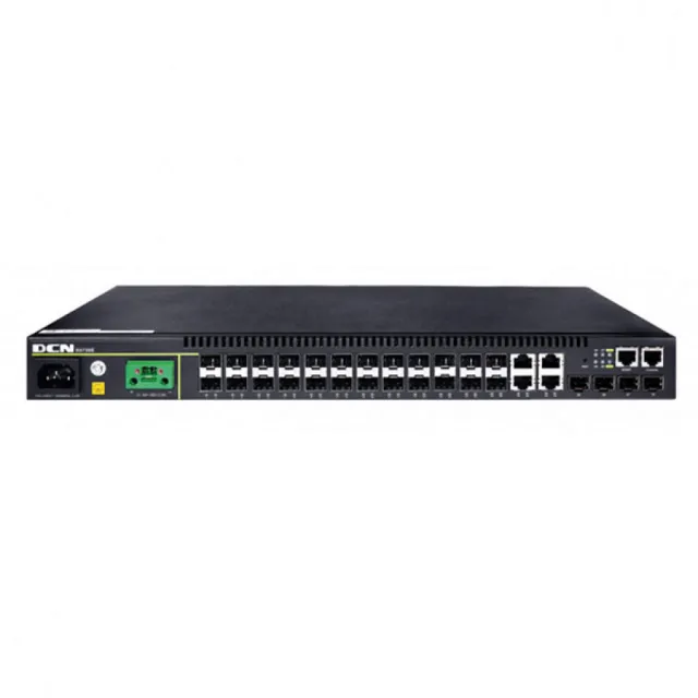 DCN L3 svič S5750E-28X-SI 24 x Gigabit (24xUTP) + 4 x 10GBase-X (SFP+), 512MB RAM/160MB Flash, QinQ, MVR, RIP v2/RIPng/OSPF v3/BGP4+, ACL, VRRP/MRPP, OAM EFM/CFM, VCT, DDM, Virtual Switch Framework, EEE 802.3az Fanless
