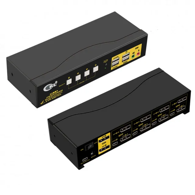 DP KVM USB svič CKL-642DP 4-portni DisplayPort sa kablovima, Dual Monitor, 4K x 2K @60Hz 4:4:4, izlaz za audio i mikrofon, 2 x USB2.0 hub, svič mode: hotkey, mouse, wired remote, push button, auto scan