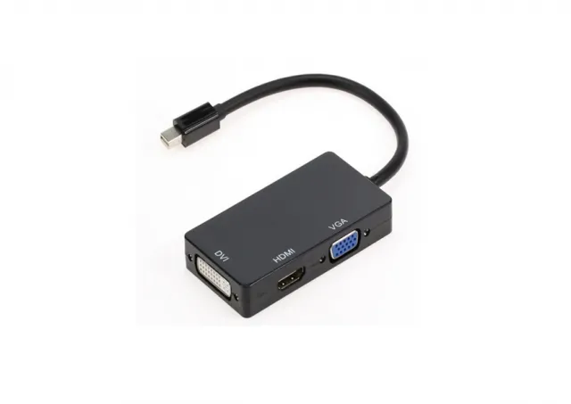 E-Green Adapter Mini DisplayPort (M) - HDMI+VGA+DVI-I Dual Link (F) crni 