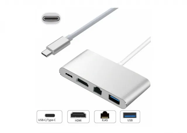E-Green Adapter USB 3.1 Tip C(M) - HDMI+USB 3.0+Tip C+RJ45(F)
