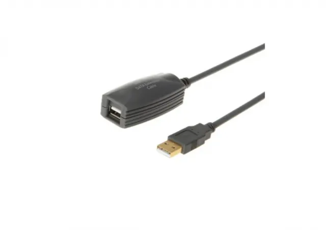 E-Green Kabl 2.0 USB A - USB A M/F (nastavak) 5m crni (sa pojačivačem)