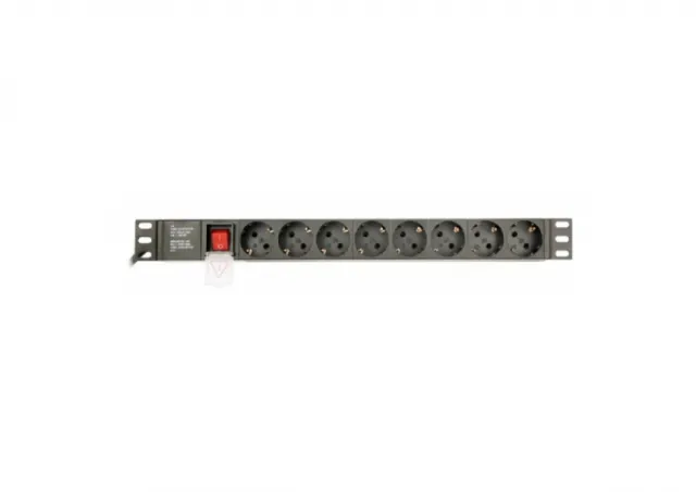 EG-PDU-014-C14 Gembird C14 Produzni kabl sa zastitom 8 uticnica 10A, PDU 1U, aluminium, 3m