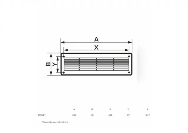ERA ZALUZINA 4513DP BELA (450x131 mm)