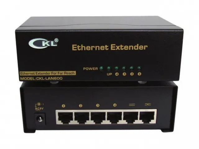 Ethernet Extender & 6-port Svič CKL-LAN600 boost Ethernet 10/100Mb/s signal up to 2 x 305m, full duplex, VLAN