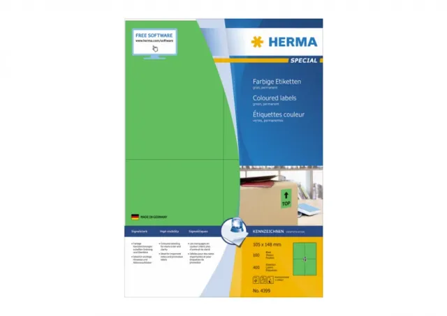Etikete 105X148 A4/4 1/100 zelena Herma 
