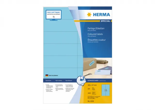 Etikete 105X37 A4/16 1/100 plava Herma 