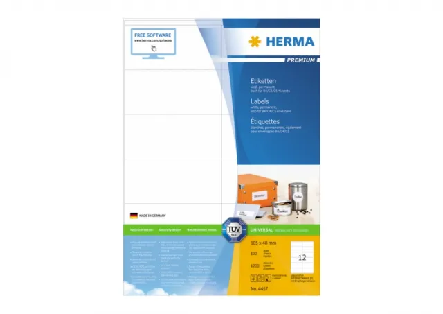 Etikete 105X48 A4/12 1/100 bela Herma 