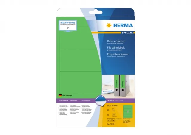 Etikete 192x61, za široki registrator A4/4 1/20 ze Herma  02H5099