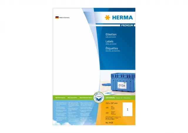 Etikete 210X297 A4/1 1/100 bela Herma 