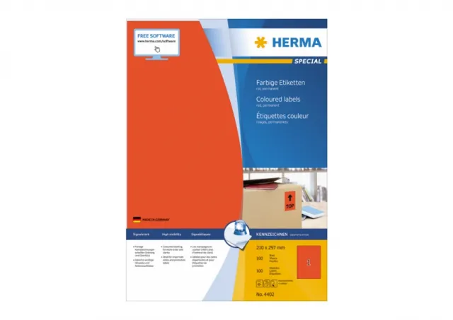 Etikete 210X297 A4/1 1/100 crvena Herma 
