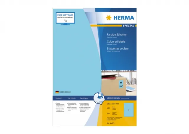 Etikete 210X297 A4/1 1/100 plava Herma 