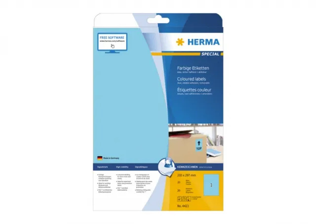 Etikete 210X297 A4/1 1/20 plava Herma 