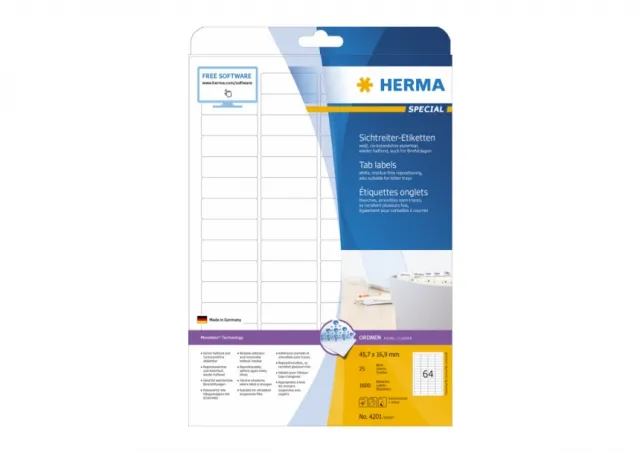 Etikete 45X16,9 za viseće fascikle A4/64 1/25 remo Herma 