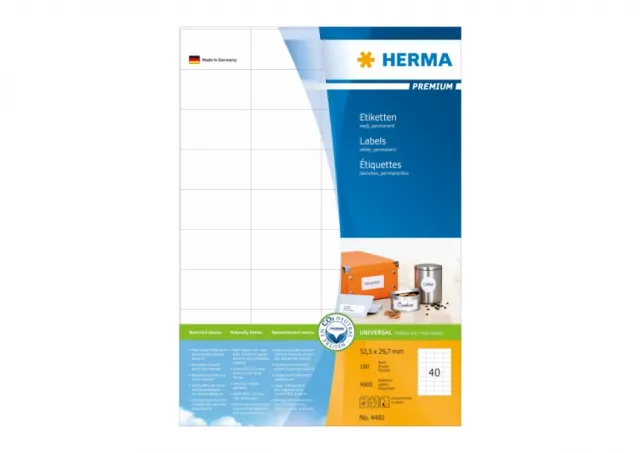 Etikete 52,5x29,7 A4/40 1/100 bela Herma  02H4461