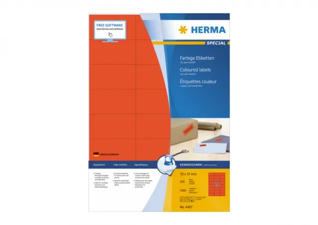 Etikete 70X37 A4/24 1/100 crvena Herma 